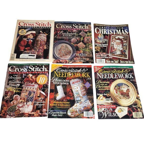 Better Homes And Gardens Other - 6 Pc Lot Christmas Cross Stitch Magazines Patterns Better Homes 1993 to 1994